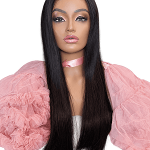 22 inch natural black wig hd lace 5x5