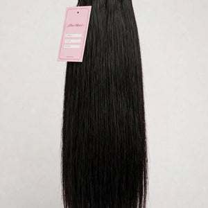 Raw straight human hair bundle with Lillian Michel Co. tag