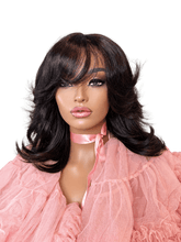 14-inch flip curl human hair glueless wig with HD 2x6 closure