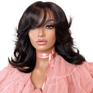 14-inch flip curl human hair glueless wig with HD 2x6 closure