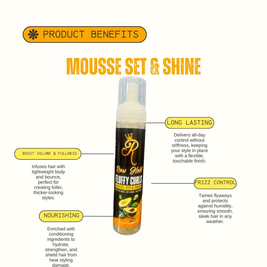 Raw Hold Long-Lasting Mousse: Shine, Set, and Style Like a Pro 280ml
