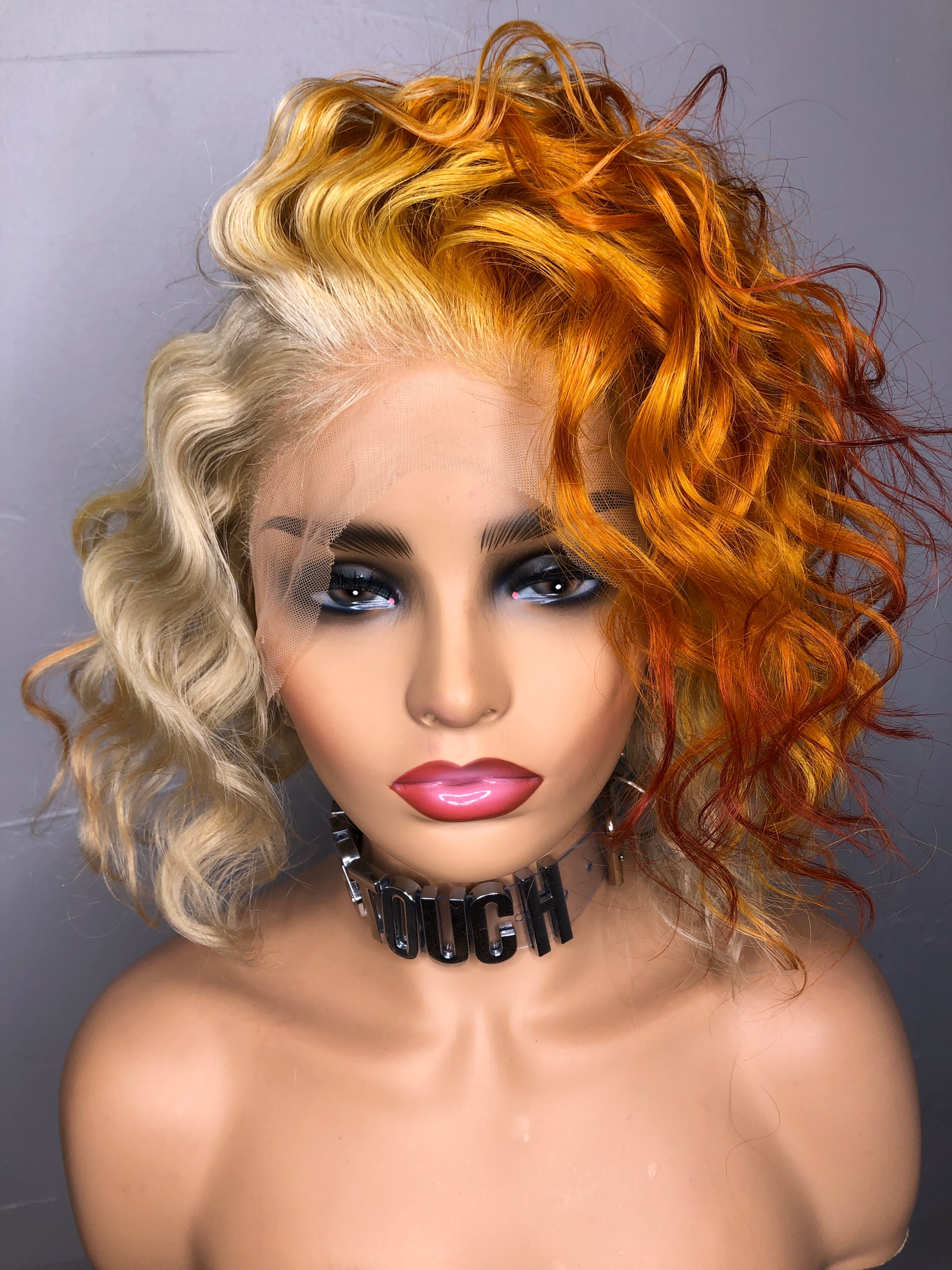 12 inch Brazilian Lace Front Wig  Blonde Mixed With Ginger Color-Spice Custom Collection