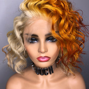12 inch Brazilian Lace Front Wig  Blonde Mixed With Ginger Color-Spice Custom Collection