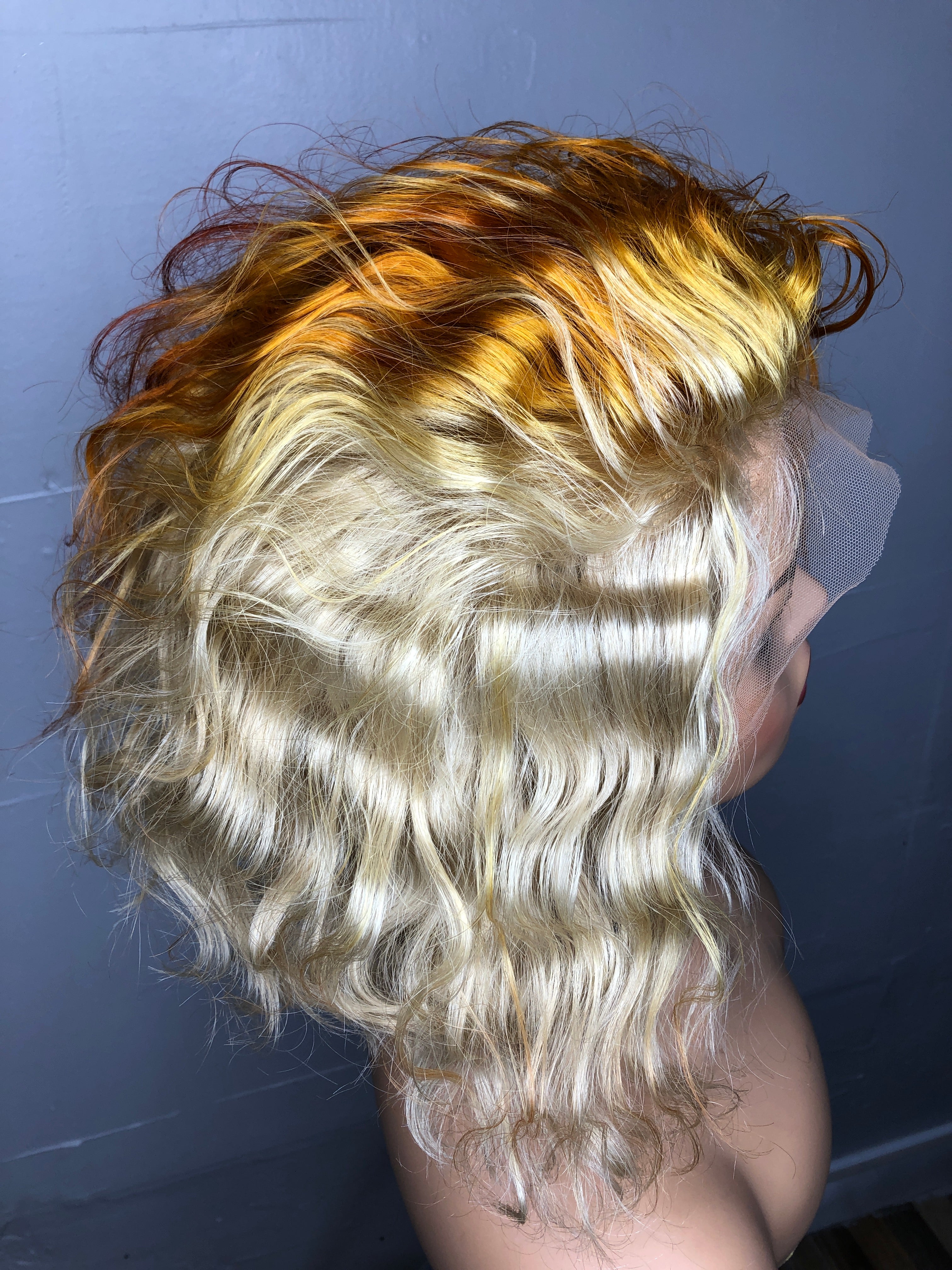 13 inch Brazilian Lace Front Wig  Blonde Mixed With Ginger Color-Spice Custom Collection