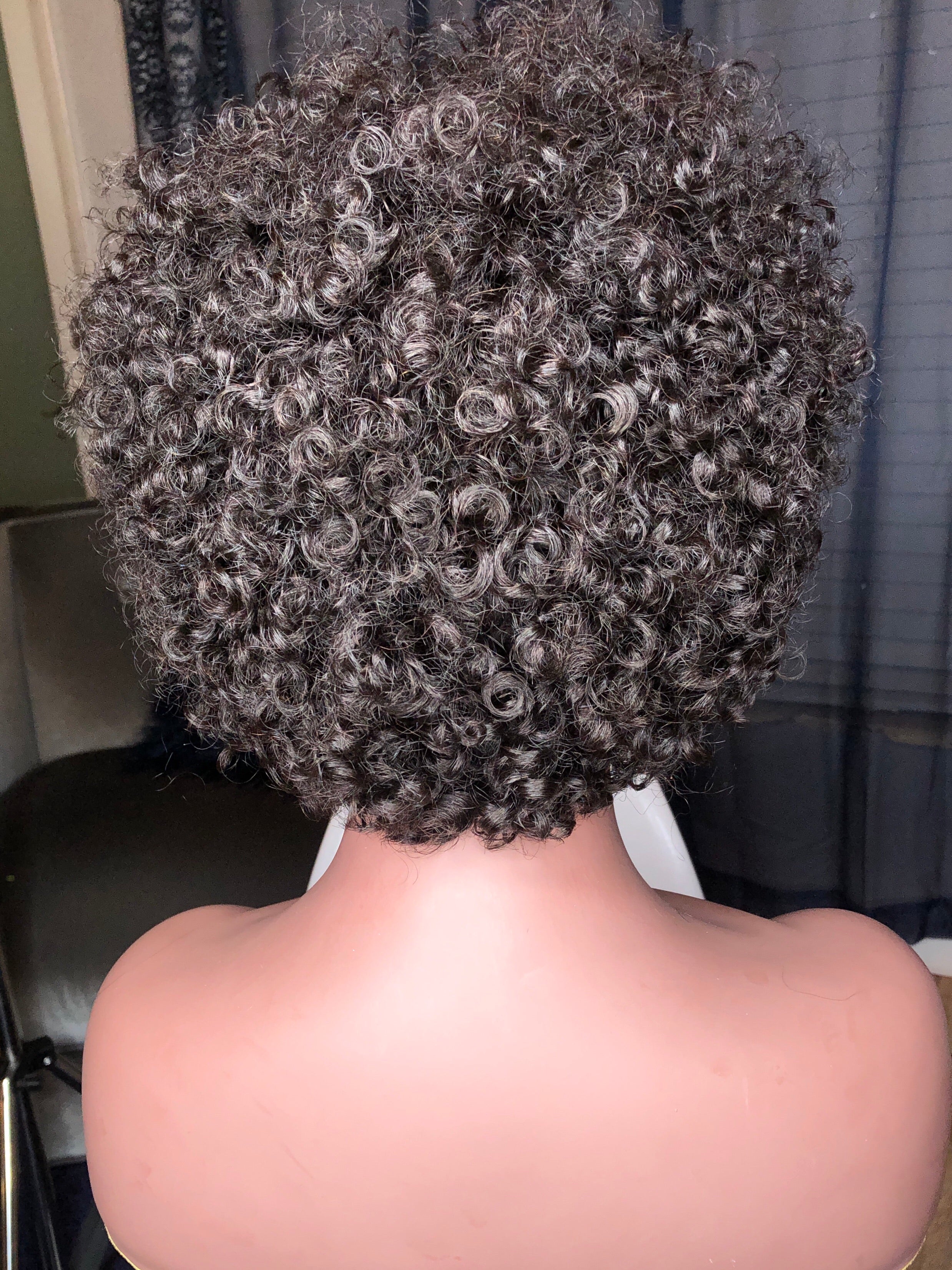 Brown Nia tight curl 13x4 Swiss lace front wig with 150% density