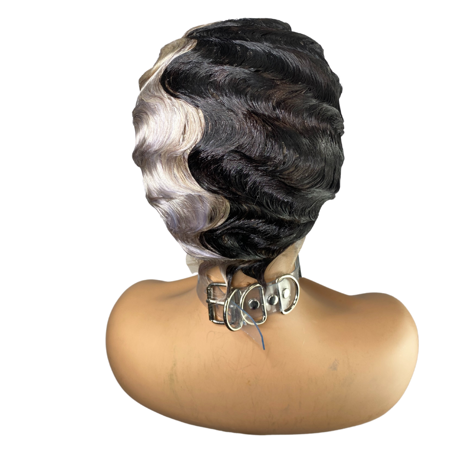 The Black Icy Finger Wave Unit Women's Wigs