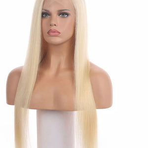 Brown 100% Human Hair 613 Straight Lace Front Wig
