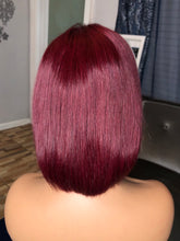 Burgundy 12 inch 100% Human Hair Lace Front Bob Wig