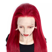 Red 100% Human Hair Lace Front Wig