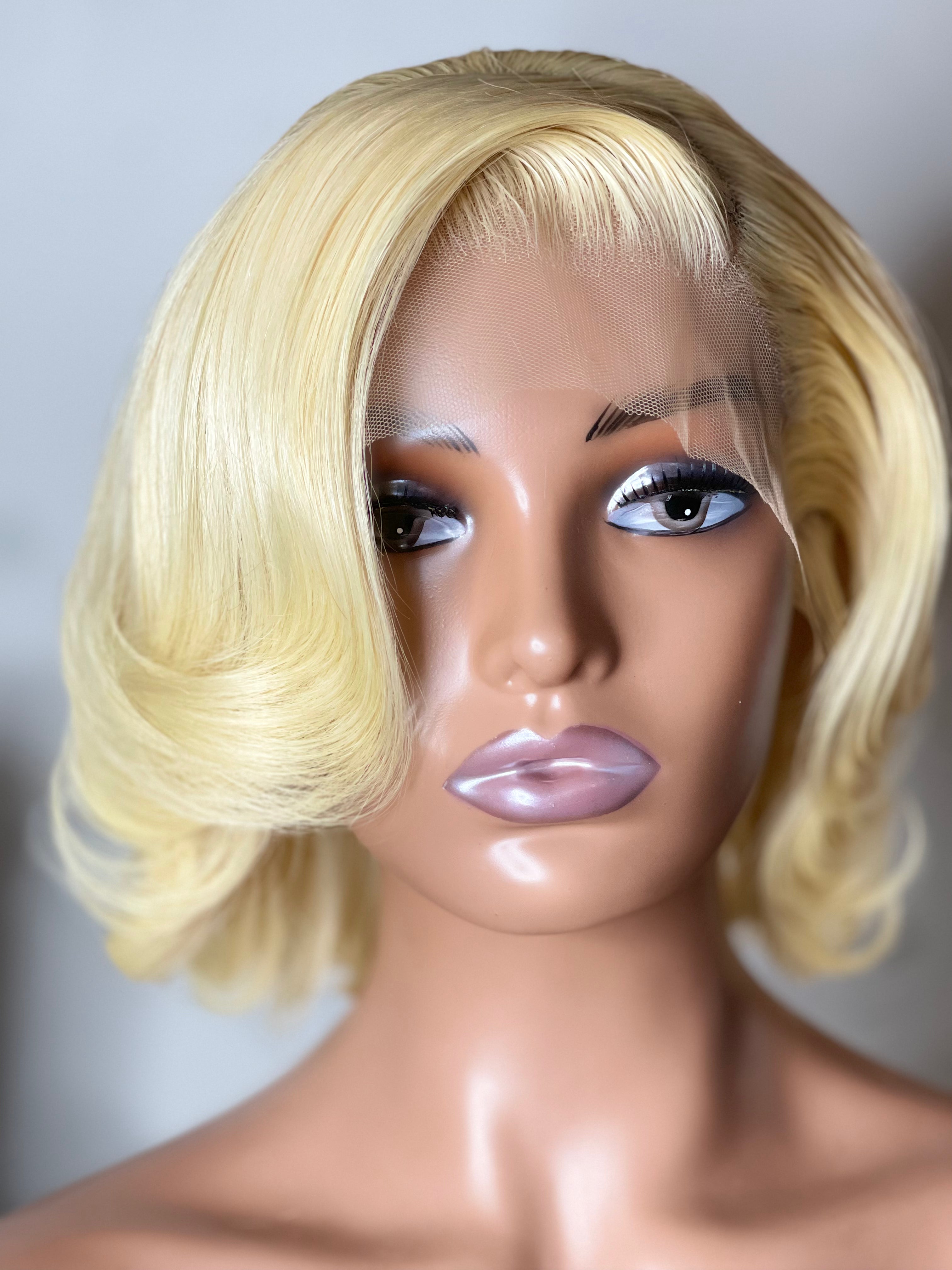 Bob Cut Colors 100% Human Hair Hot Pink Bob Lace Front Wig