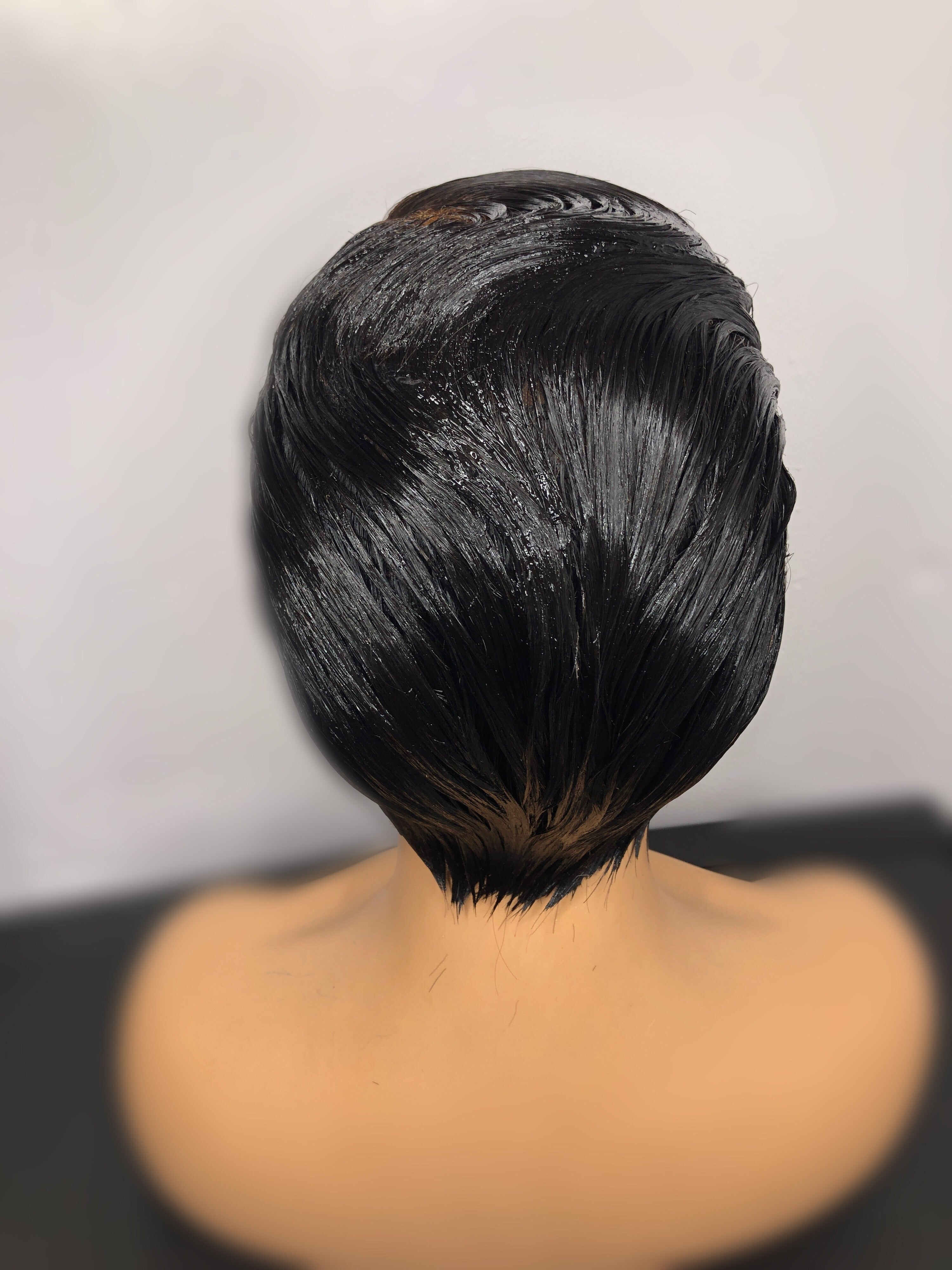 Natural Swiss Lace Front Part to The side Boy-Cut Women's Wig