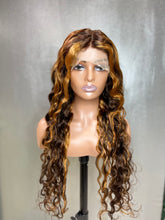 Natural Highlight Deep Curly Swiss Lace Front Wig