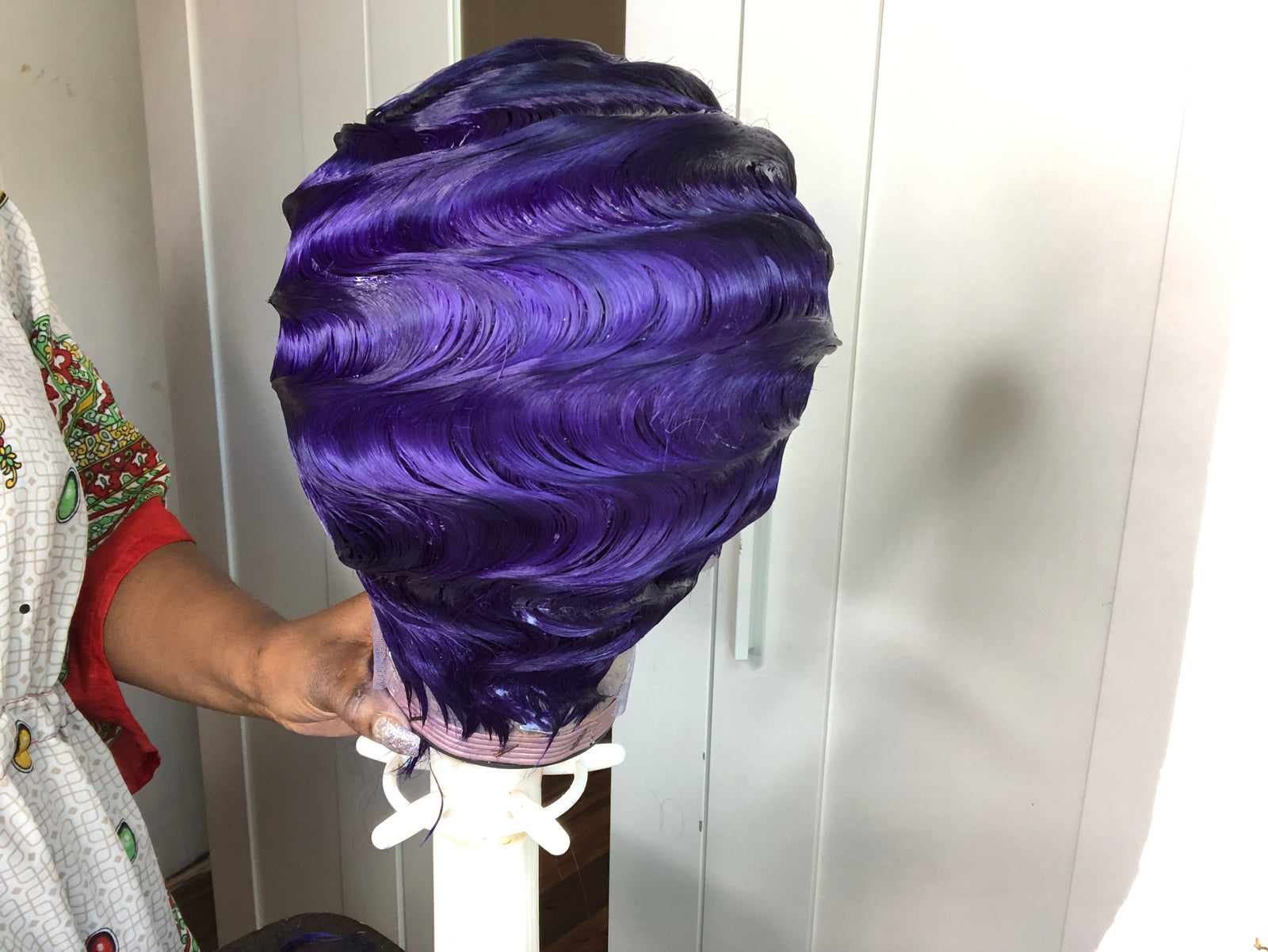Purple High Quality Raven Lace Front Finger Wave Custom Women's Wig