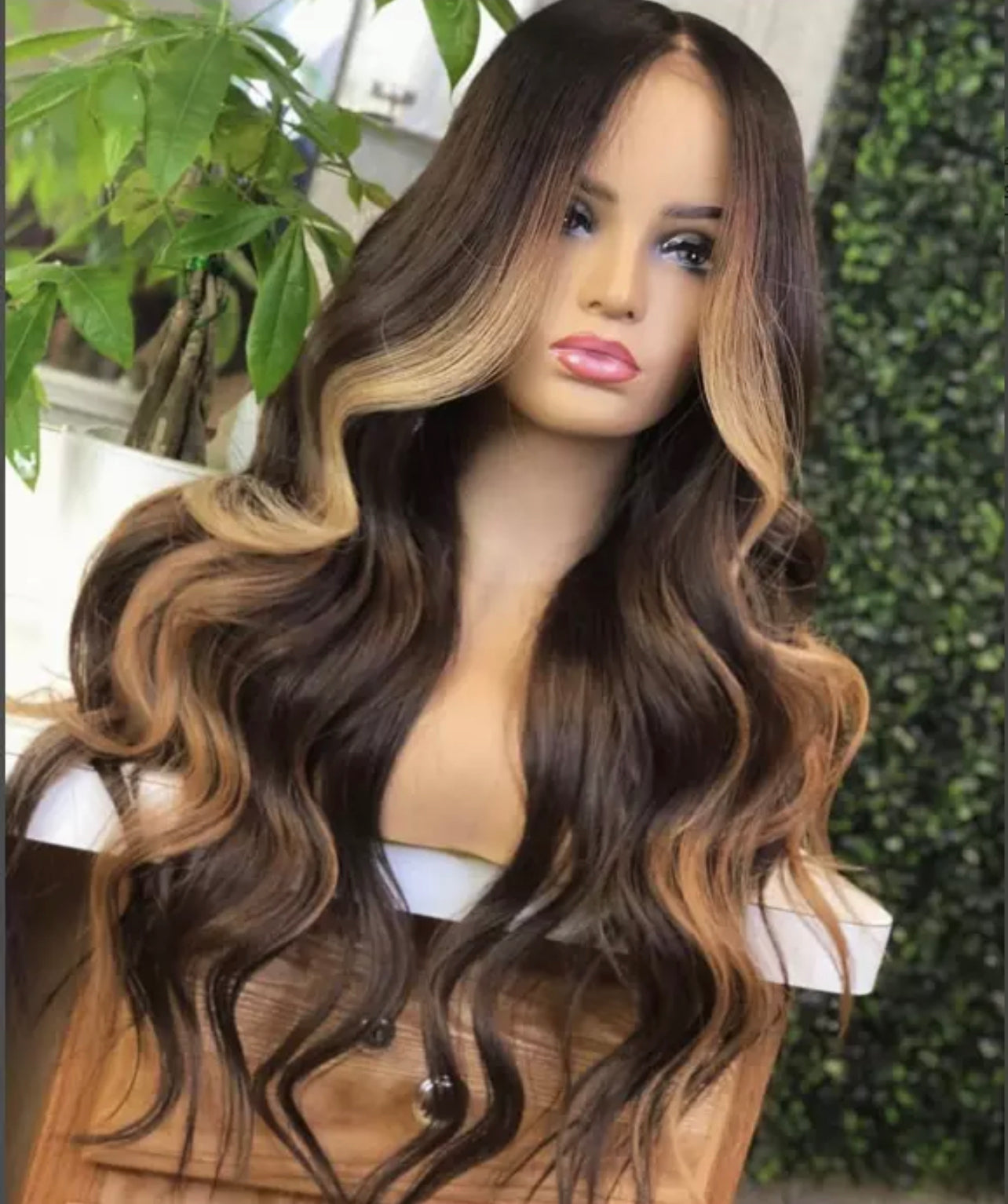 Brown 100% Human Hair Highlight Body Wave Lace Front Wig