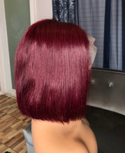 Burgundy 12 inch 100% Human Hair Lace Front Bob Wig