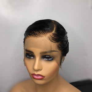 Natural Swiss Lace Front Part to The side Boy-Cut Women's Wig