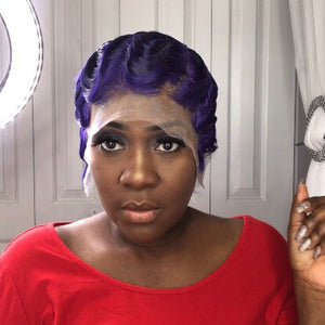 Purple High Quality Raven Lace Front Finger Wave Custom Women's Wig