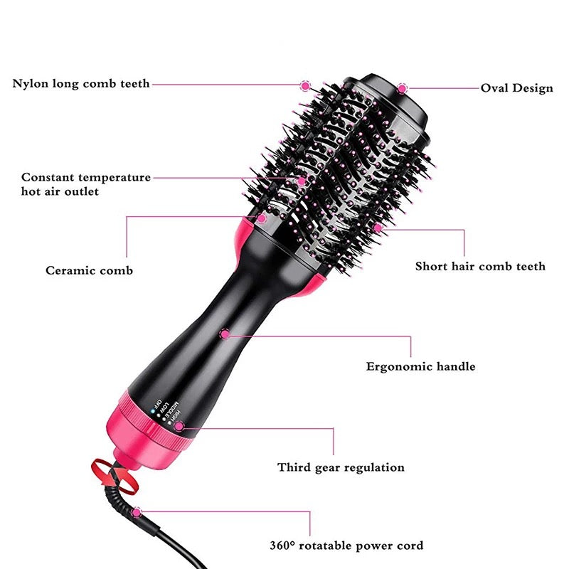 6 in 1 Rotating Straightener Hair Dryer Brush for Moisture & Shiny Hair