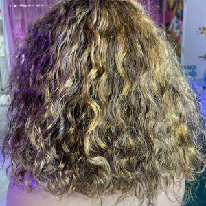 Brown Water Wave Curl/ 13 x 4 Swiss Lace Front Wig