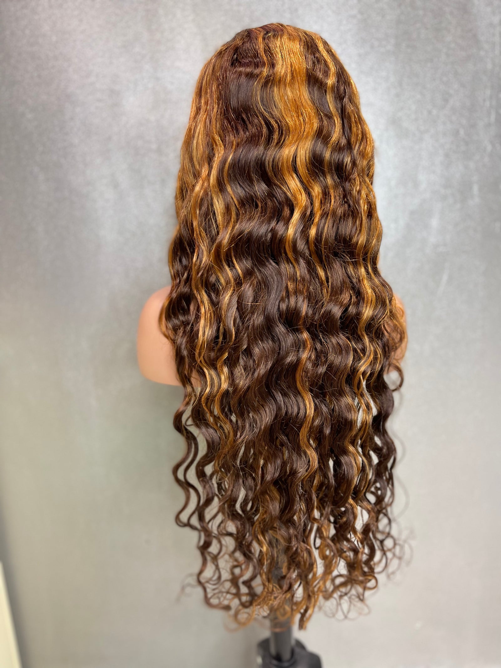 Natural Highlight Deep Curly Swiss Lace Front Wig
