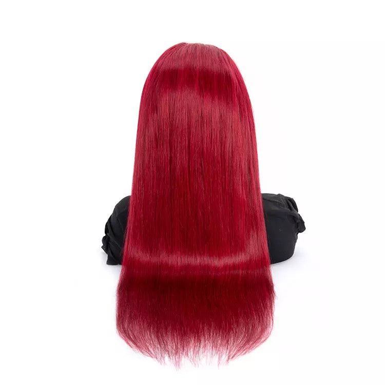 Red 100% Human Hair Lace Front Wig