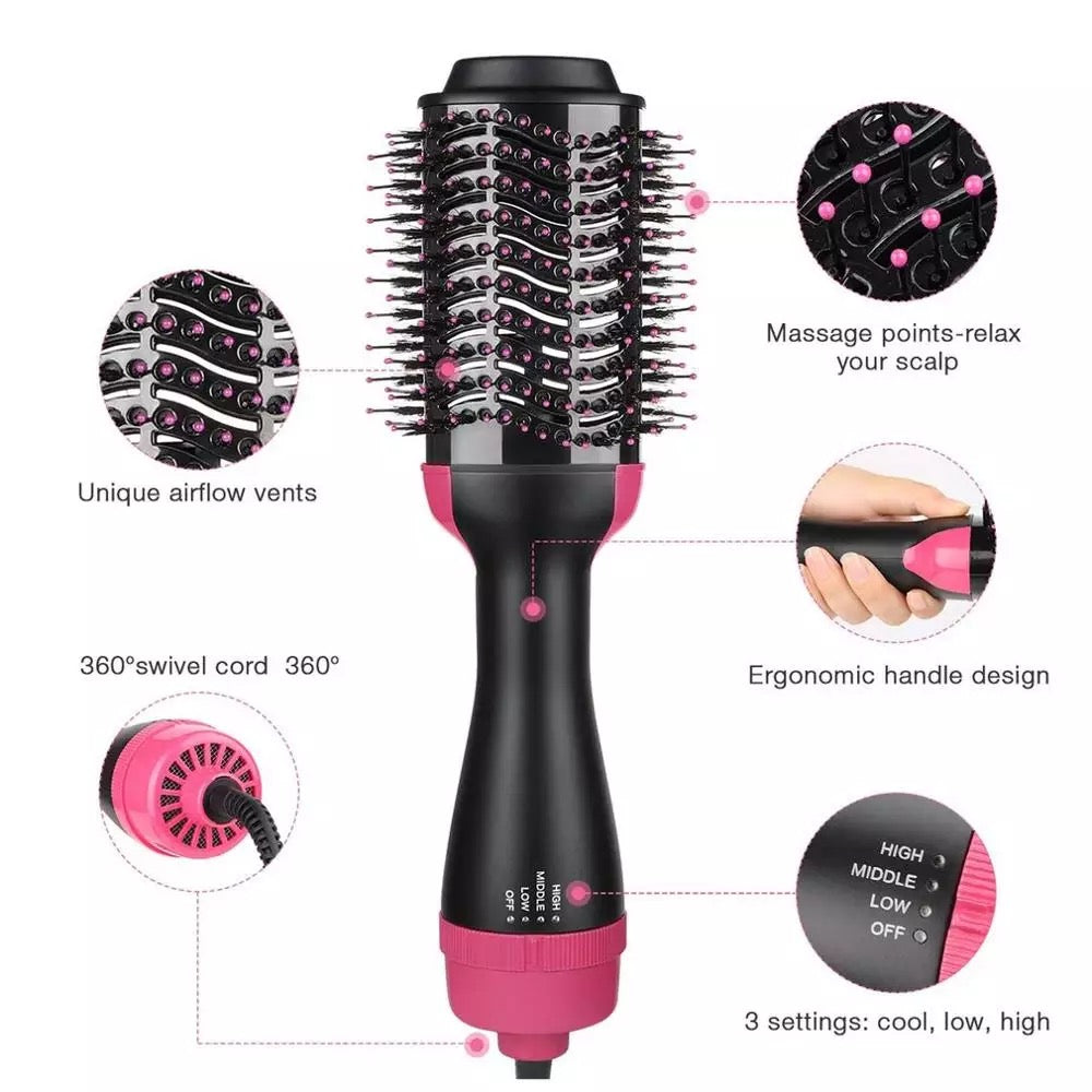 4 in 1 Rotating Straightener Hair Dryer Brush for Moisture & Shiny Hair