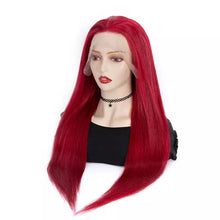 Red 100% Human Hair Lace Front Wig