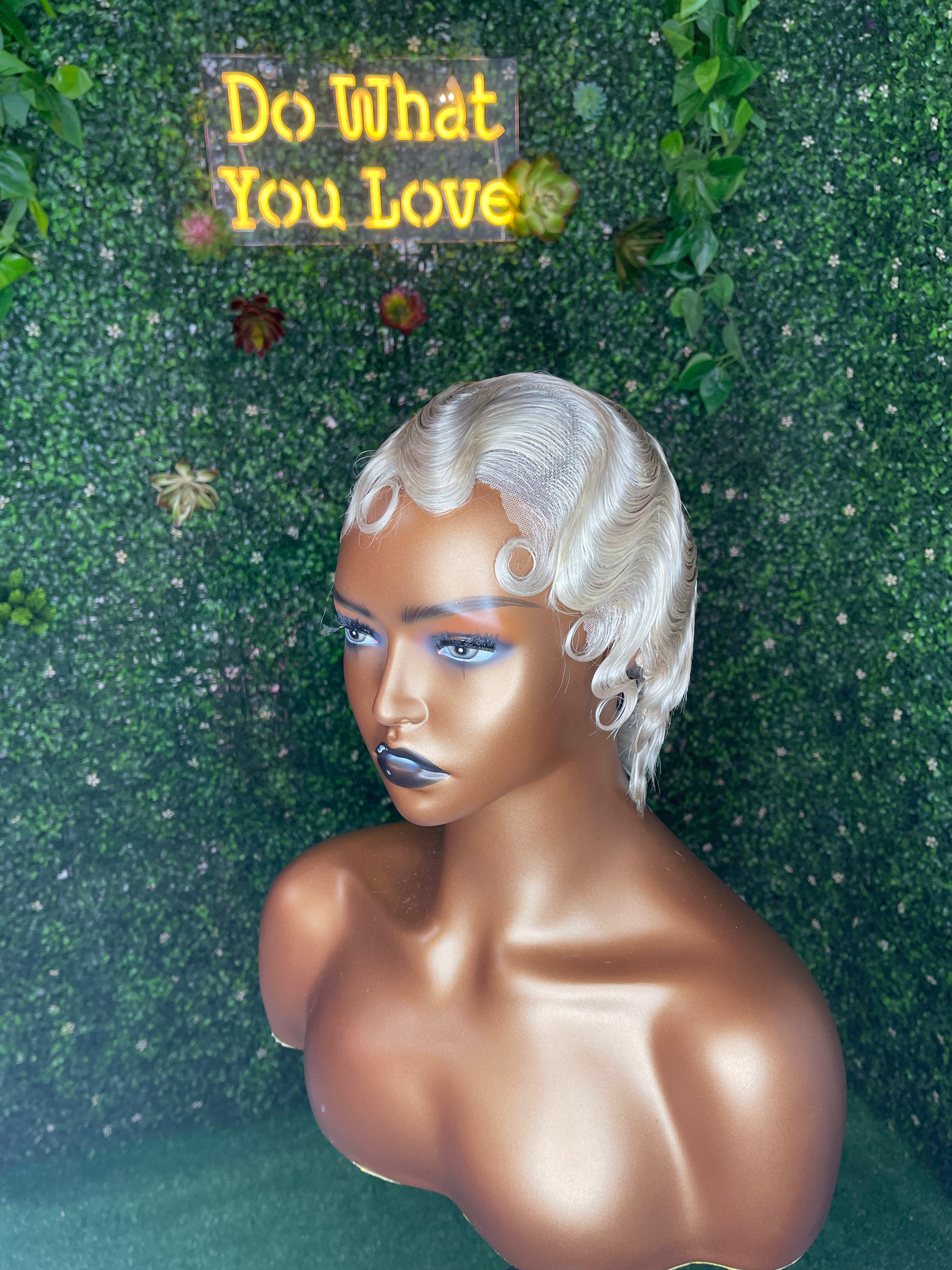 Custom Made Lace Front Finger Wave Women's Wig