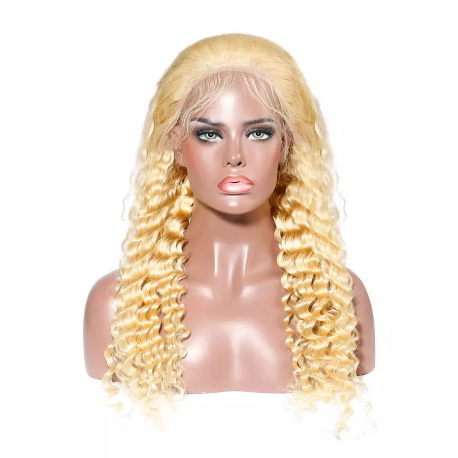 Natural 613 Deep Wave Hair Swiss Lace Front Wig
