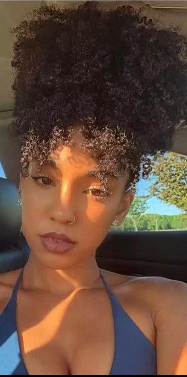 Curly Ponytail With Bang No Lace Women's Wigs