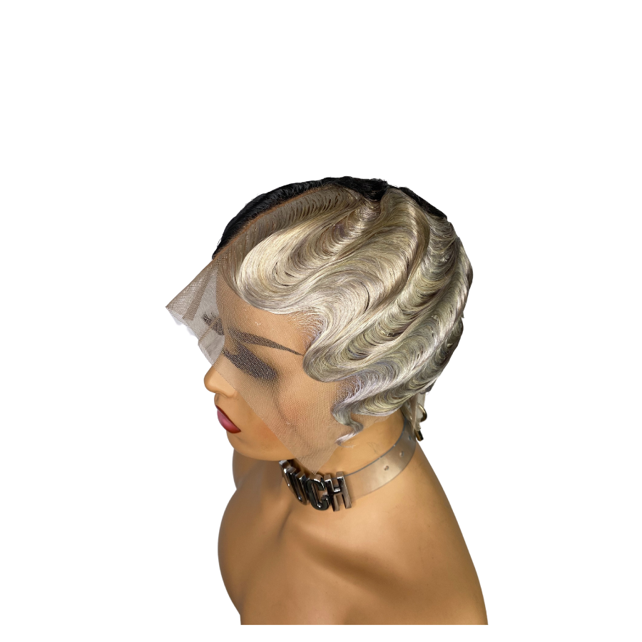 The Black Icy Finger Wave Unit Women's Wigs
